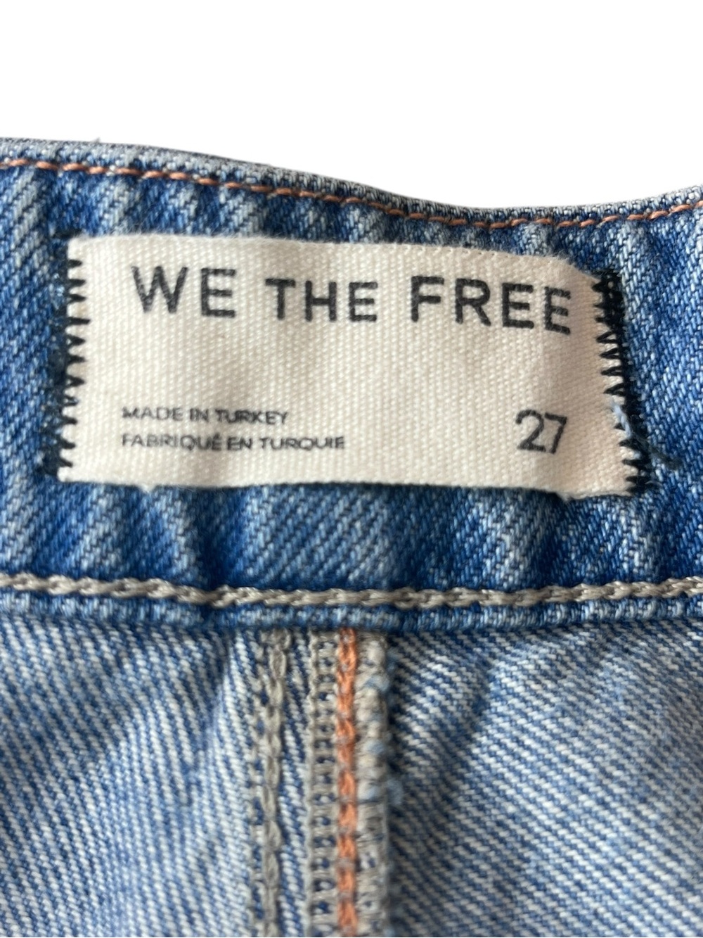 We The Free Light Blue Denim High Waist Shorts with Olive Rope Belt - Picture 7 of 9
